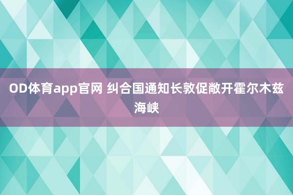 OD体育app官网 纠合国通知长敦促敞开霍尔木兹海峡