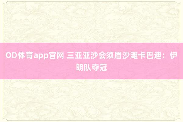 OD体育app官网 三亚亚沙会须眉沙滩卡巴迪：伊朗队夺冠
