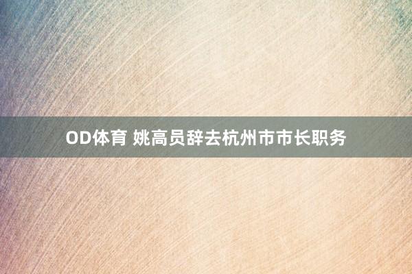 OD体育 姚高员辞去杭州市市长职务