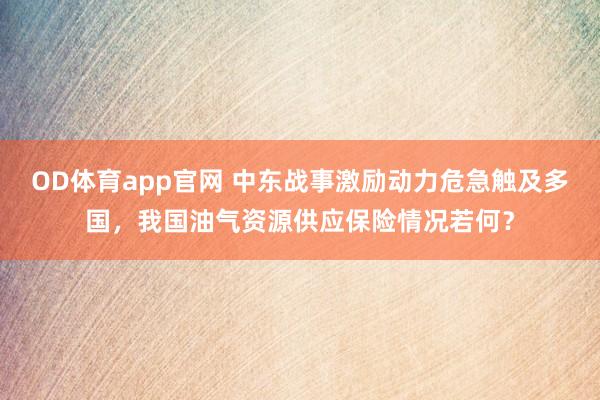 OD体育app官网 中东战事激励动力危急触及多国，我国油气资源供应保险情况若何？