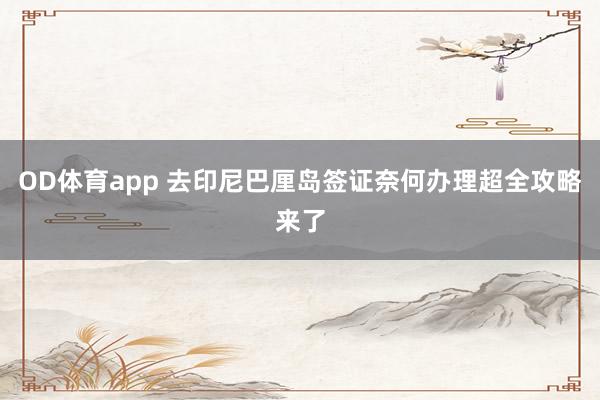 OD体育app 去印尼巴厘岛签证奈何办理超全攻略来了
