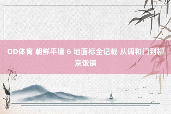OD体育 朝鲜平壤 6 地面标全记载 从调和门到柳京饭铺