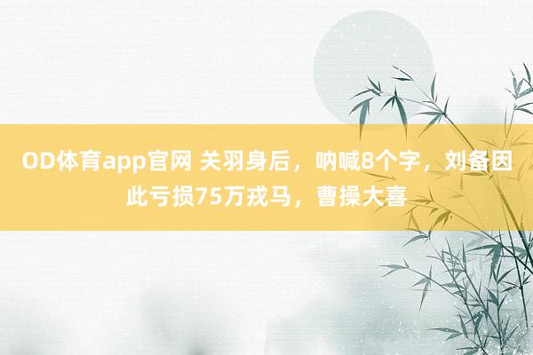 OD体育app官网 关羽身后，呐喊8个字，刘备因此亏损75万戎马，曹操大喜