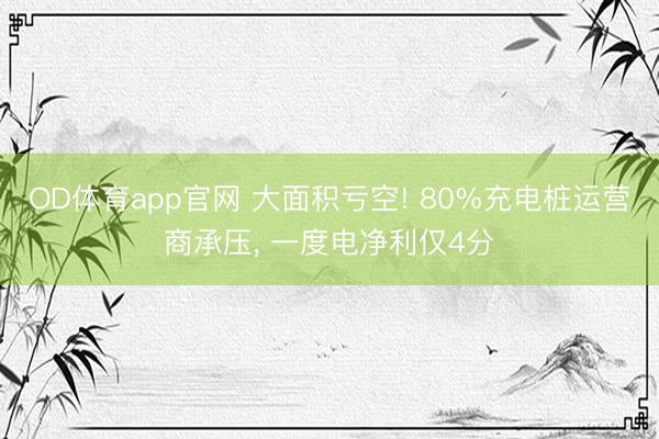 OD体育app官网 大面积亏空! 80%充电桩运营商承压， 一度电净利仅4分